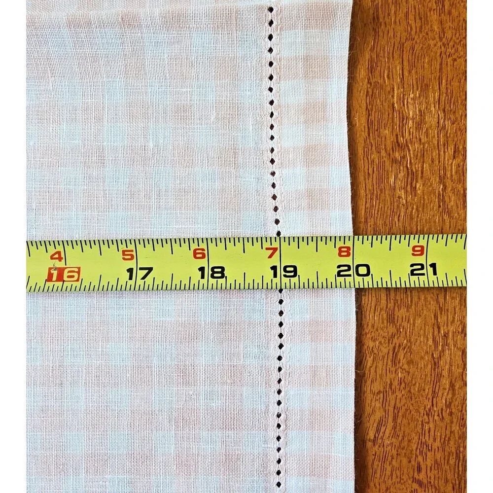 SFERRA Pure Linen Hemstitched Napkins & Placemats NEW White Petal Pink Gingham